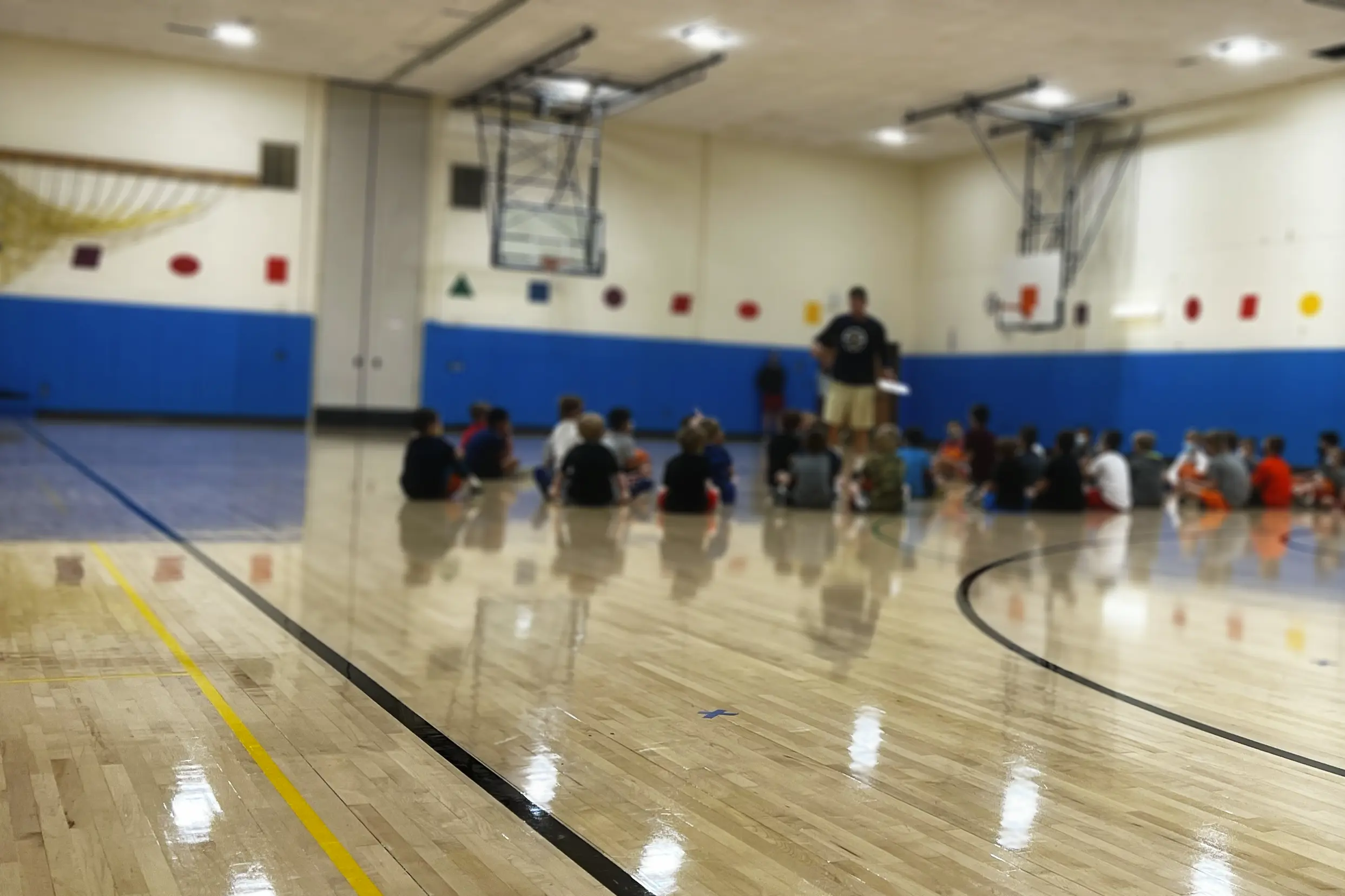 Students in school gymnasium